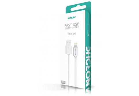 Кабел NORDIC USB - Lightning 1м Бял