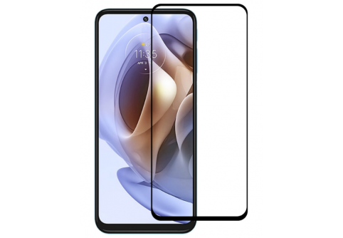 Извит стъклен протектор Full Glue за Motorola G31 с черна рамка