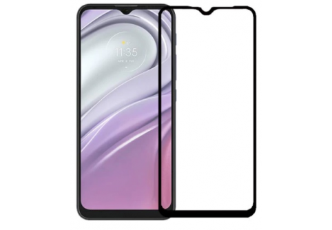 Извит стъклен протектор Full Glue за Motorola E20 с черна рамка