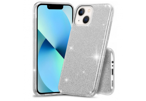Блестящ силиконов гръб Shining за iPhone 13 Сребрист