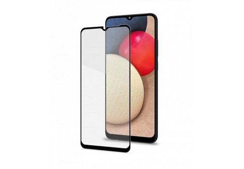 Извит стъклен протектор Full Glue за Samsung Galaxy A03 с черна рамка