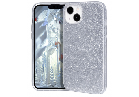 Блестящ силиконов гръб Shining за iPhone 13 Mini Сребрист