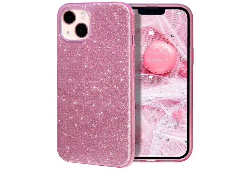 Блестящ силиконов гръб Shining за iPhone 14 Розов