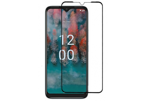 Извит стъклен протектор Full Glue за Nokia C22 с черна рамка