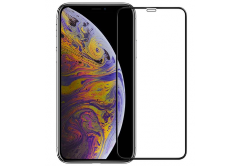 Извит стъклен протектор Full Glue за iPhone 11 с черна рамка