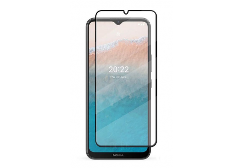 Извит стъклен протектор Full Glue за Nokia C21 Plus с черна рамка