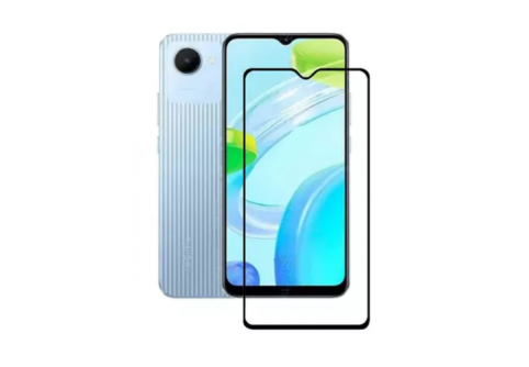 Извит стъклен протектор Full Glue за RealMe C30 с черна рамка