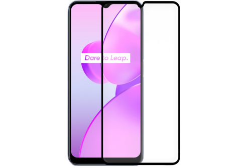 Извит стъклен протектор Full Glue за RealMe C33 с черна рамка
