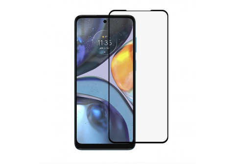 Извит стъклен протектор Full Glue за Motorola Moto G22 с черна рамка