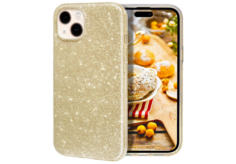 Блестящ силиконов гръб Shining за iPhone 15 Златист