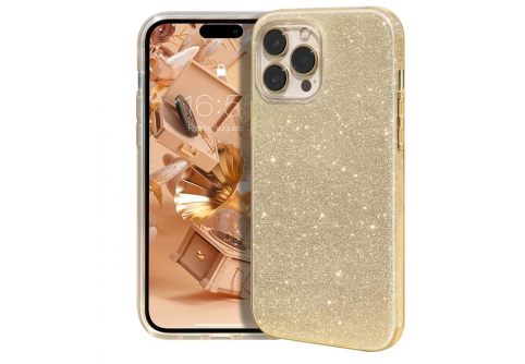 Блестящ силиконов гръб Shining за iPhone 15 Pro Max Златист