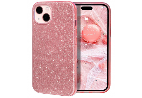 Блестящ силиконов гръб Shining за iPhone 15 Розов