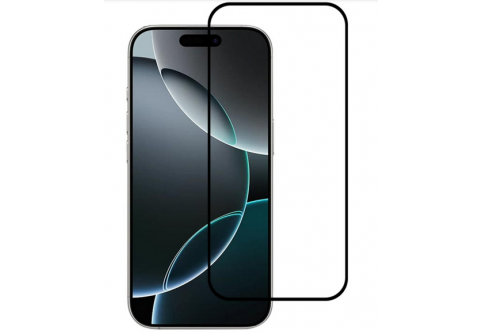 Извит стъклен протектор Full Glue за iPhone 16 Pro с черна рамка