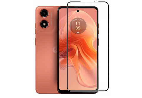 Извит стъклен протектор Full Glue за Motorola Moto G04/G24/G24 Power с черна рамка