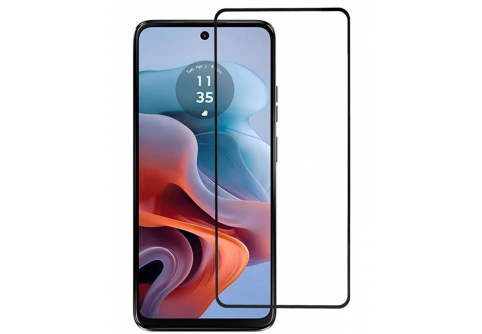 Извит стъклен протектор Full Glue за Motorola Moto G34 с черна рамка