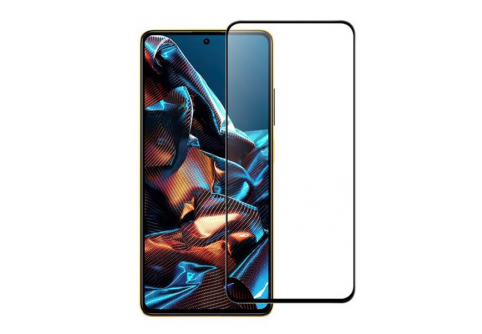 Извит стъклен протектор Full Glue за Xiaomi Poco X5 Pro 5G с черна рамка