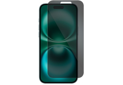 Privacy Full glue стъклен протектор за iPhone 16 с черна рамка